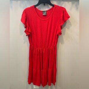 Olivia Rae New York Tiered Red Ruffle Sleeve Dress